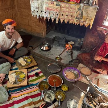Homemade Rajasthani food prepared in village