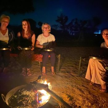 Guests enjoying bonfire experience during overnight desert stay in Osian near Jodhpur